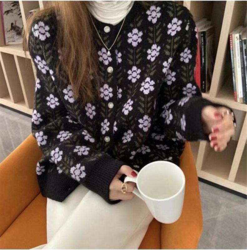 2021 Fashion Autumn Cardigan Women Sweet Knitted Sweater Cozy Preppy Cute Holiday Loose Knitwear Coat Thickened Pull Femme Tops