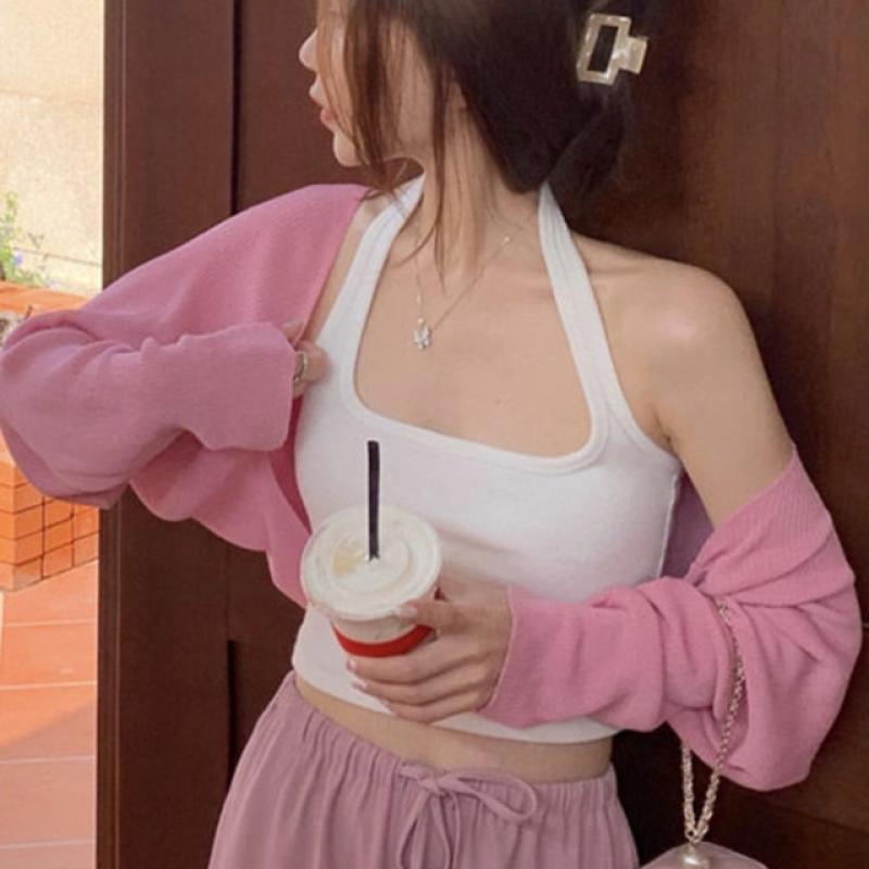 Knitted Cardigans Women Sunscreen Hotsweet Elegant Summer Fashion Long Sleeve Solid Loose All-match Sexy Female Ulzzang Casual