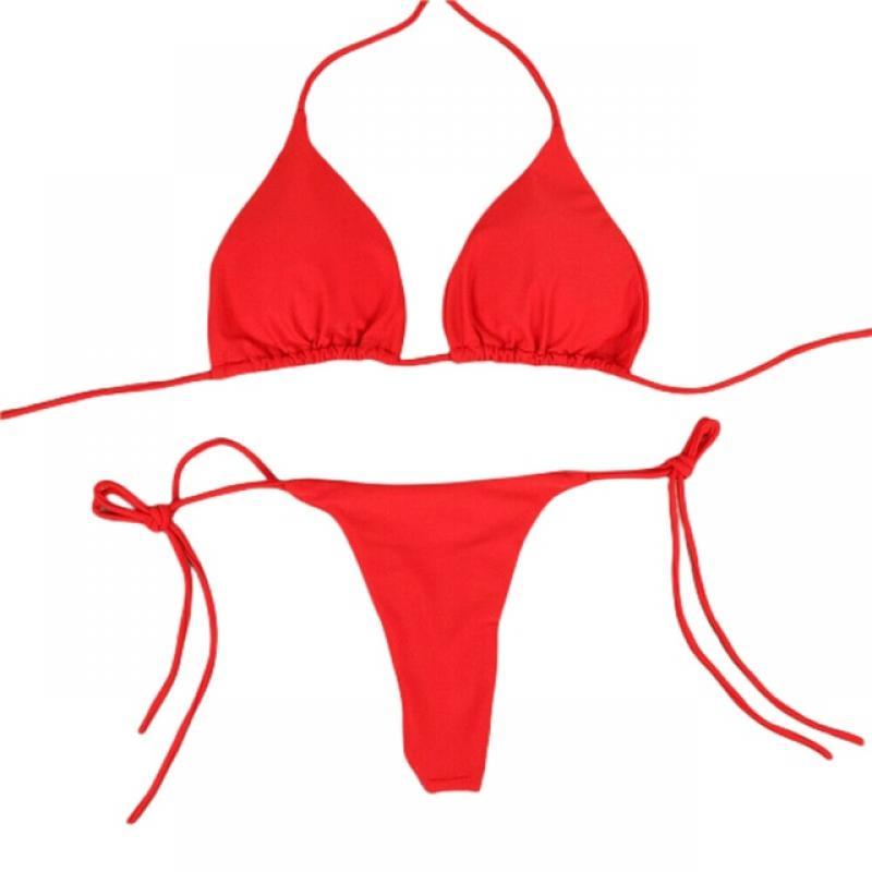  Brazilian Swimsuit 2023 Women Sexy Bikini Set Push-up Padded Bra Two Pieces Solid Swimwear Beachwear Bathing Suit