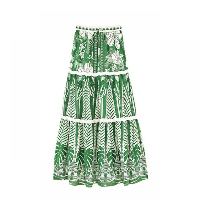 Green Flower Print One-shoulder Bikini Women 2023 New Swimsuit with Skirt Push Up Swimwear Cute biquini Beachwear Swimming Suit