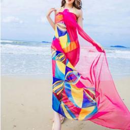 Women Cover-Ups Hot Sale Flower Print Women Sexy Chiffon Bikini Cover Up Beach Swimwear Dress Scarf Pareo Sarong Wrap