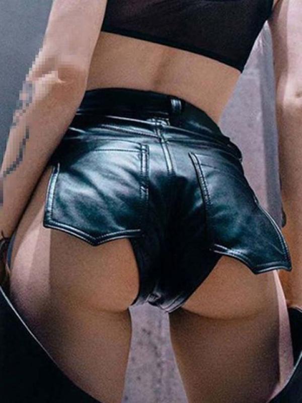 Echoine High waist PU Leather Mini Shorts for Women Shorts Skinny Bodcon Hot Sexy Party Club Street Short Pants Black Shorts