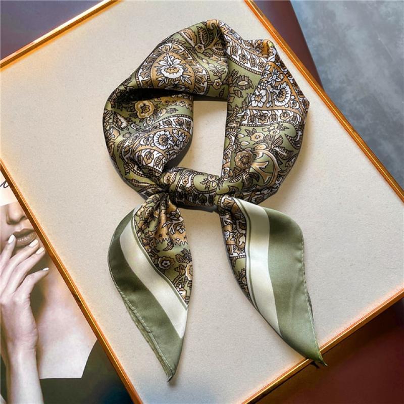 Luxury Print Silk Square Scarf Women Spring Neck Tie Shawl Wraps Female 70cm Hair Hand  Wrist Headkercheif Hijab Bandana 2022
