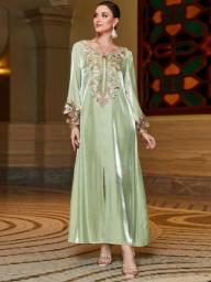 Eid Long Dresses For Women Jalabiya Dress Muslim Ramadan Abaya Embroidery Maxi Robe Moroccan Caftan Lace Party Vestidos 2023
