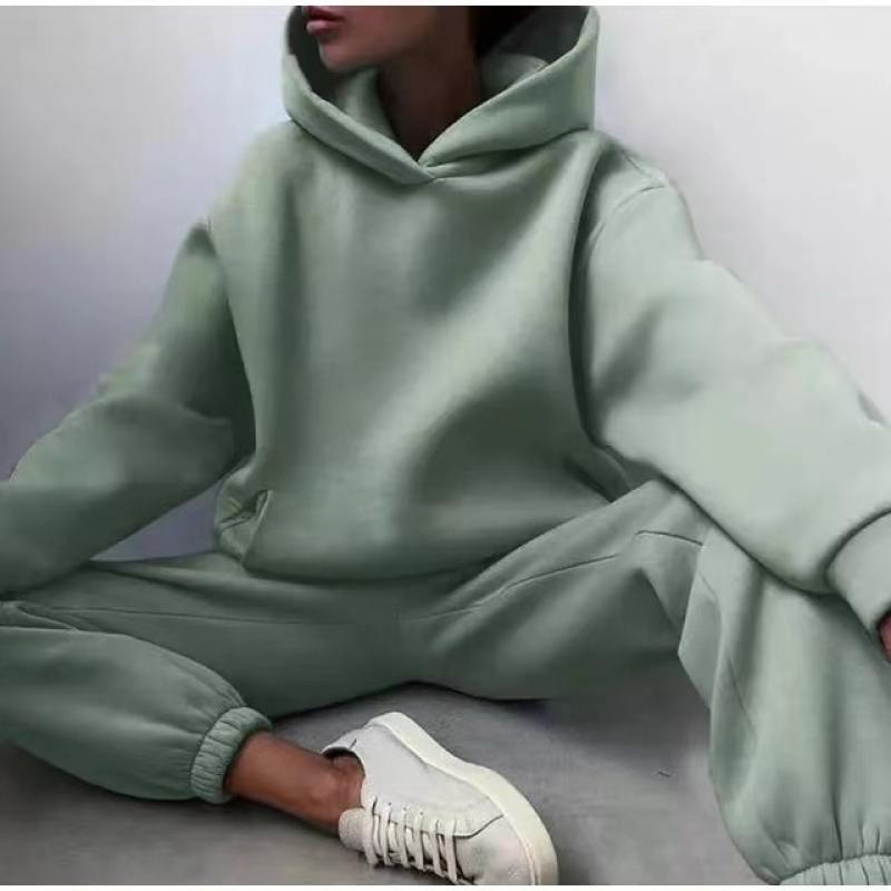 Winter Two Piece Sets Women Tracksuit Oversized Suit 2023 Autumn Trouser Suits Female Sweatshirt Solid Sports Hoodie Sportswear