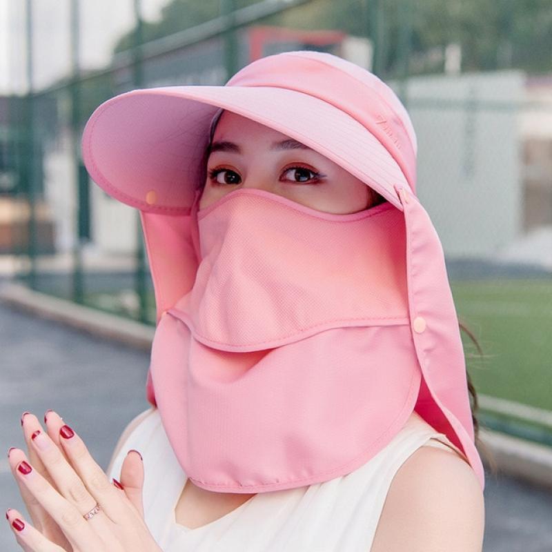 Sun Hat Woman Summer Women's UV Protection Cap Outdoor Travel Cycling Face Mask Hat Shawl Hats Windproof Removable Tea Picking