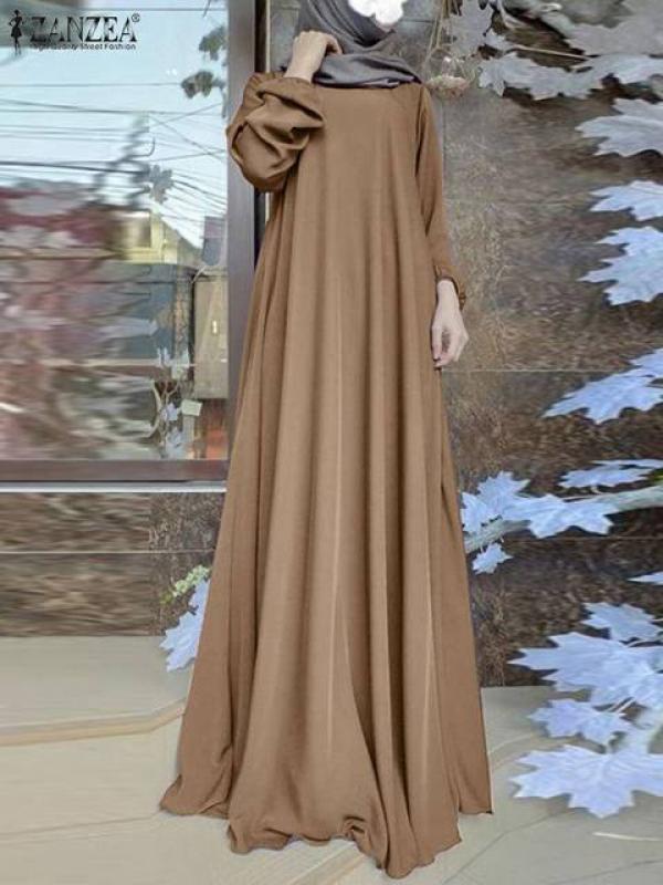 Tukey Abaya Muslim Fashion Long Dress Islamic Clothing ZANZEA Women Long Sleeve Maxi Sundress Kaftan Ramadan Robe Hijab Vestido