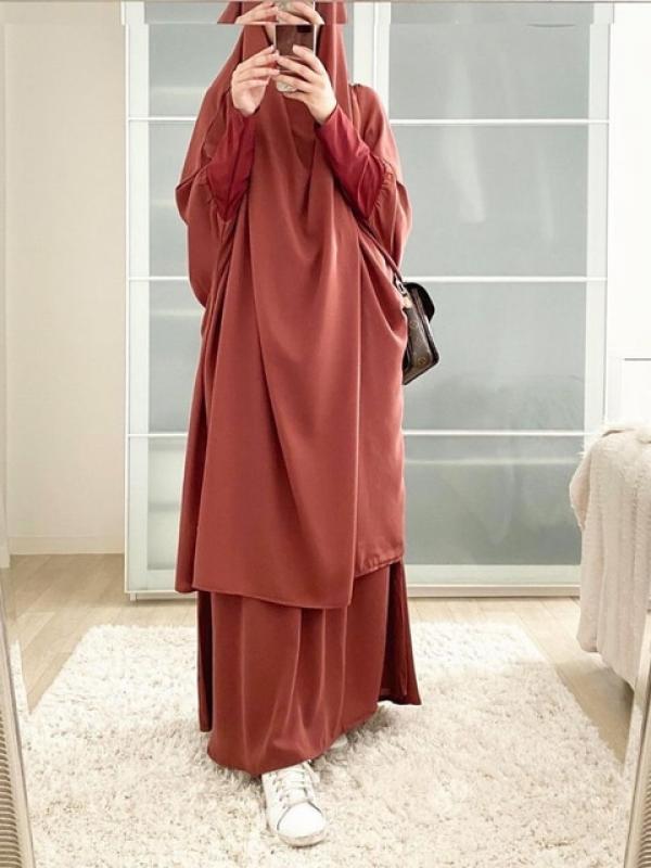 15 Colors Hooded Muslim Women Hijab Dress Prayer Garment Jilbab Abaya Long Khimar Ramadan Gown Abayas Skirt Sets Islamic Clothes