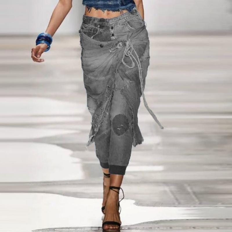 Women's jeans pants fashion high waist mom show pants spring summer retro Street dress 2021 new loose wide leg pants
