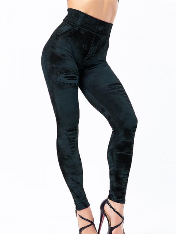CUHAKCI Sexy Gym Leggins High Waist Elastic Butterfly Pritned Pencil Pants Faux Denim Leggings Female 2022 New Disign Hot Sale