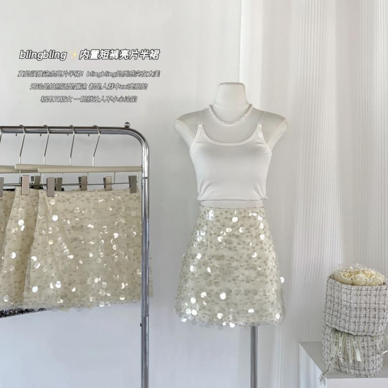 Botvotee Black Mini Skirts for Women 2023 A Line Luxury Skirt Hotsweet Summer and Spring Apricot Above Knee Skirt
