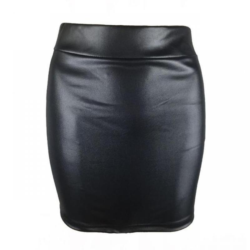 Women Mini Skirt Solid Color High Waist Slim Fit Skinny Matte Faux Leather Cozy Commuter Bodycon Skirt Streetwear
