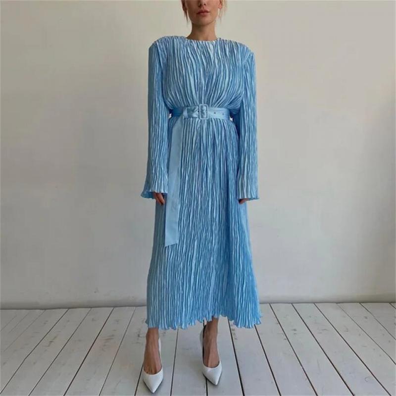 Women Pleated Long Tops and Half Skirt Set Summer 2023 Casual  Sexy Ruffled Crop Tops Loose High Waist Women's Suit