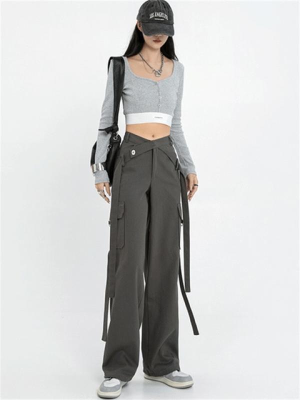 Syiwidii Loose Wide Leg Jeans Women Autumn and Winter 2022 New Lace Up High Waisted Casual Streetwear Korean Fashion Demin Pants