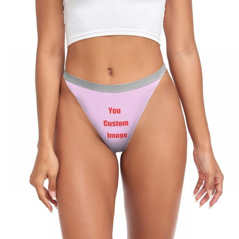 2PCS Sexy Panties Women Custom image Cotton G-string Female Underwear Pantys Low Waist Thongs T-Back Intimates V-Waist Lingerie