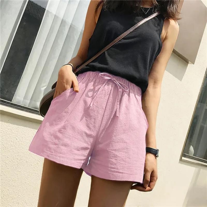 2023 Summer Womens Shorts Cotton Linen Beach Short Pants Bermuda Female Clothing Hip Hop Fitness Loose Casual Shorts For Women