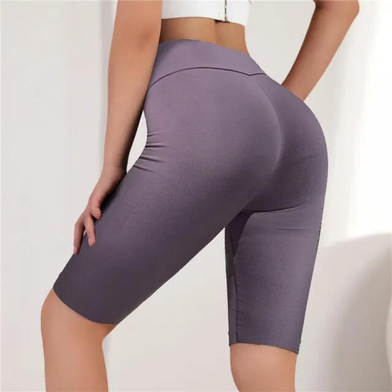 Seamless Biker Shorts With Pockets Women Fitness Casual High Waist Summer Slim Knee-Length Bottoms Cycling Shorts Streetwear