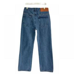 2023 New High Street Knee Embroidery High Waist Loose Straight Leg Jeans For Women