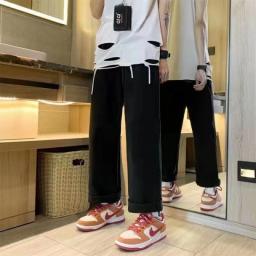 Women's High Street Ripped Jeans Patch High Waist Korean Version High Waist Gothic Fashion Retro Straight Wide Leg Pants 2022