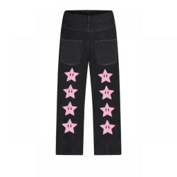 Y2k Women Jeans Harajuku Hip Hop Streetwear Print Black Denim Pants Men's Women's  2023 New Fashion Rock Punk Wide Leg Pants
