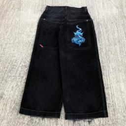 Y2k Jeans Womens Streetwear Hip Hop Skull Graphic Embroidered Gothic Vintage Baggy Jeans 2023 New Harajuku Fashion Goth Trousers