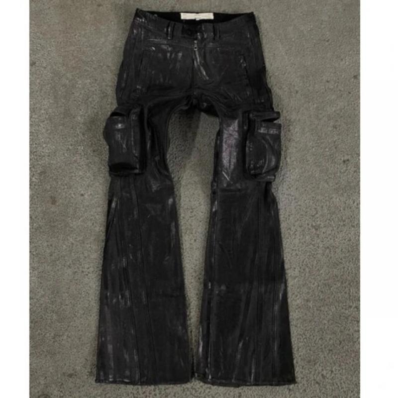 Hip-hop jeans trend street multi pocket jeans vintage style street women clothing New washed style loose fitting jeans for women