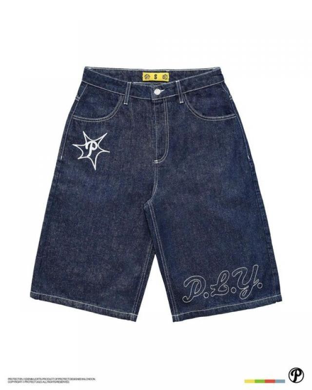 Summer New Women's Slim Fit, Broken Hole, Open Pocket, Retro Color Denim Shorts, Sexy Low Waist Anime Print Hot Pants