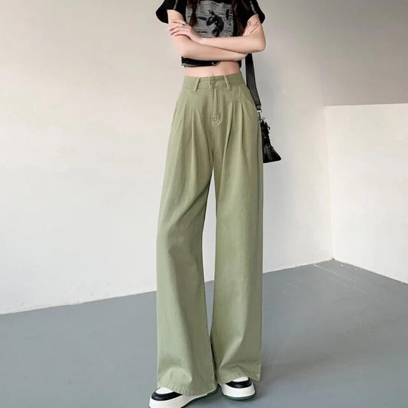 ZOENOVA Thin Narrow Wide Leg Jeans Women's 2023 New High Waist Slim Loose Dirty Pink Straight Leg Pants Casual High Street Style