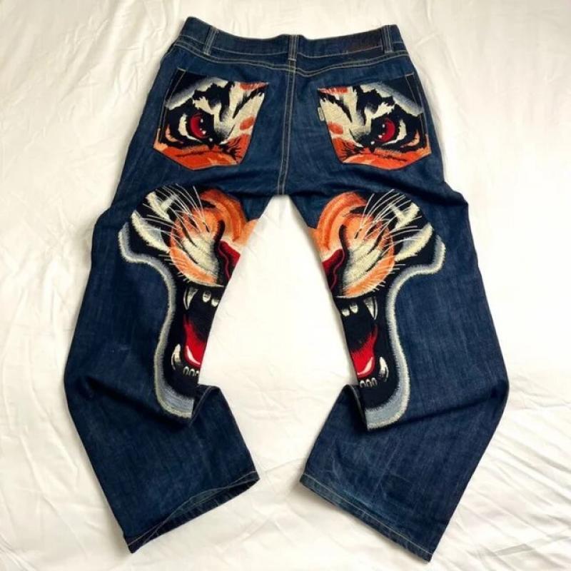 Y2K baggy jeans women Harajuku Vintage printed streetwear Denim Pants new fashion trend models casual hip hop Gothic jeans women