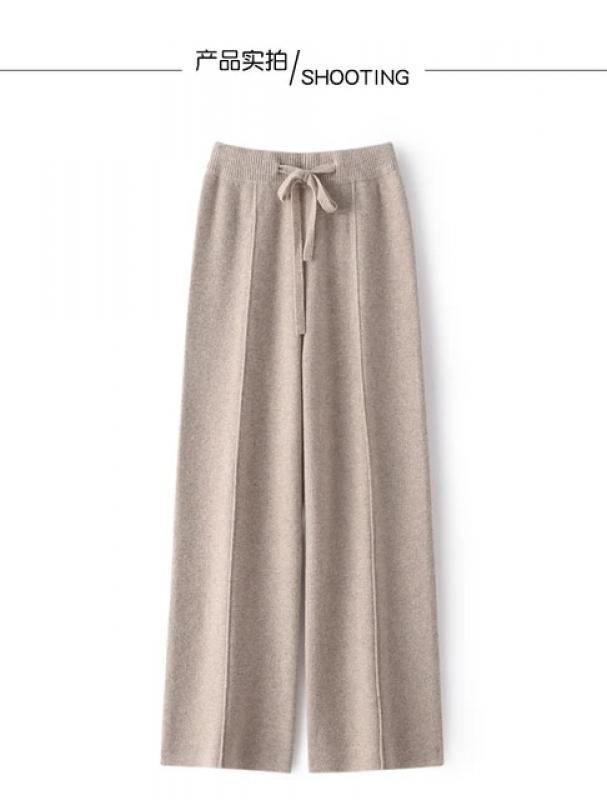 Women's Cashmere wide leg pants casual loose solid color knitted women's cashmere wide leg pants S-XXXL