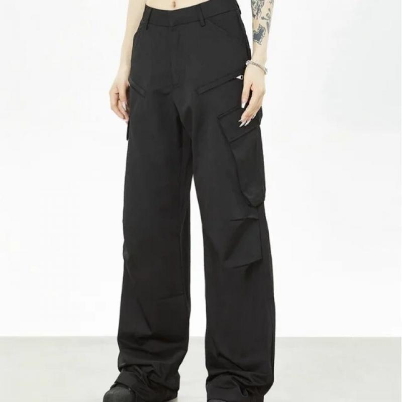 Deeptown Y2k Harajuku Cargo Pants Women Gyaru Streetwear Pleated High Waist Hippie Trousers Korean Fashion 90s Aesthetic Kpop