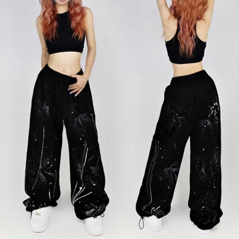 Deeptown Grunge Y2k Streetwear Sweatpants Women Hippie Graffiti Baddies Oversize Joggers Pants Black Gothic Trousers Kpop Casual