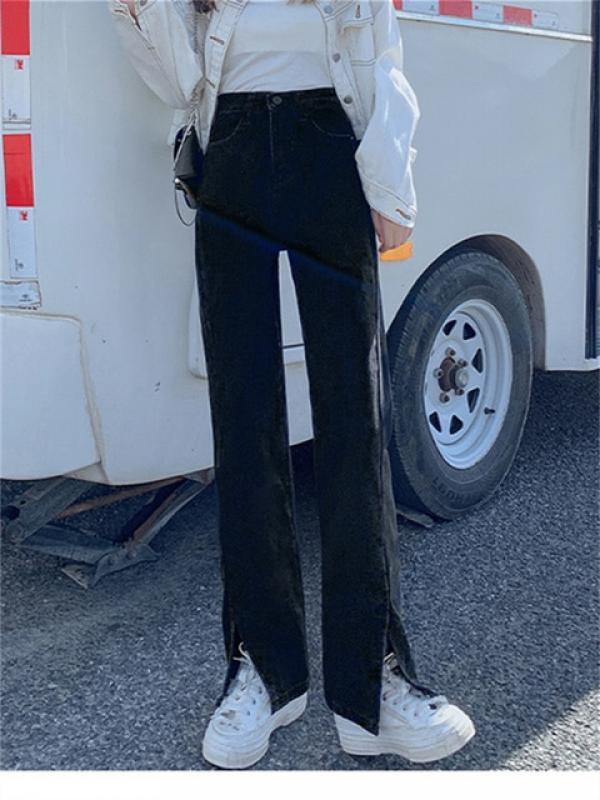 Syiwidii Split Jeans Women High Waisted Vintage Wide Leg Flare Jeans Spring 2023 New Fashion Casual Chic Blue White Black Jeans
