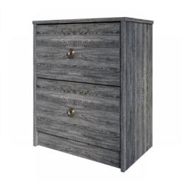 Vintage Nightstand With 2 Drawers, Dark Gray Bedroom Bedside Table  End Side Organizer Storage