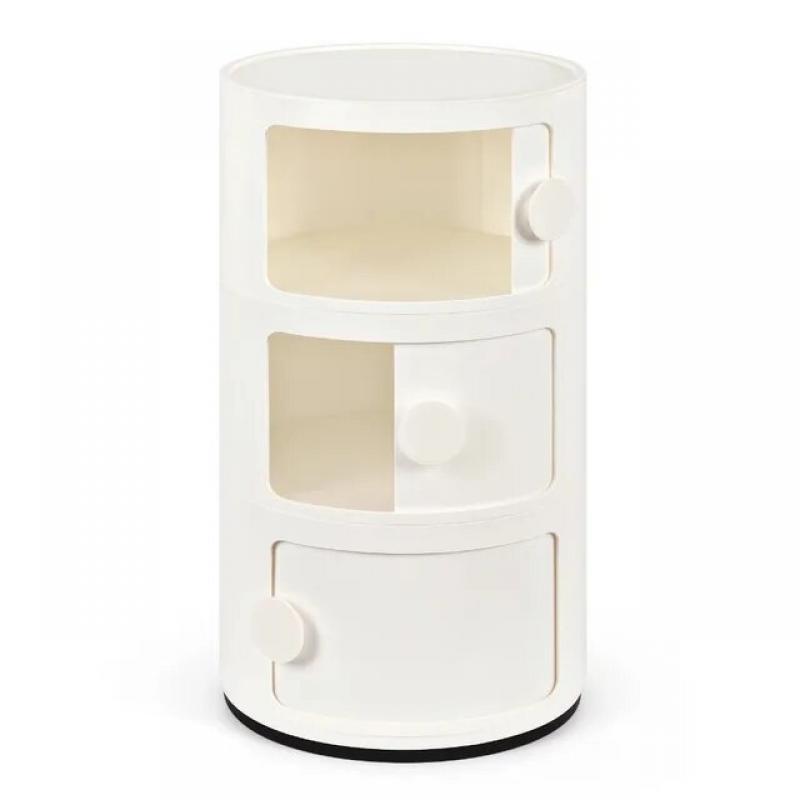 3 Drawer Sliding Barrel Modern Bedroom Nightstand, White Bedroom Furniture, Bedside Table,12.00 X 12.00 X 22.00 Inches