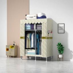 LEEGOHOME Wardrobe 85/110/130/150/170x45CMx170CM Closet Wardrobe With 23MM Steel Pipe Bedroom Foldable Cloth Wardrobe