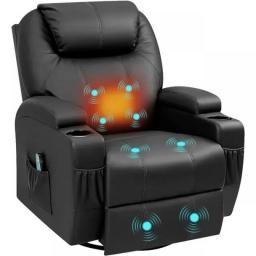 YESHOMY Swivel Rocker Recliner With Massage And Heating Functions Living Room Chair With Remote Control And Two Cup Holders