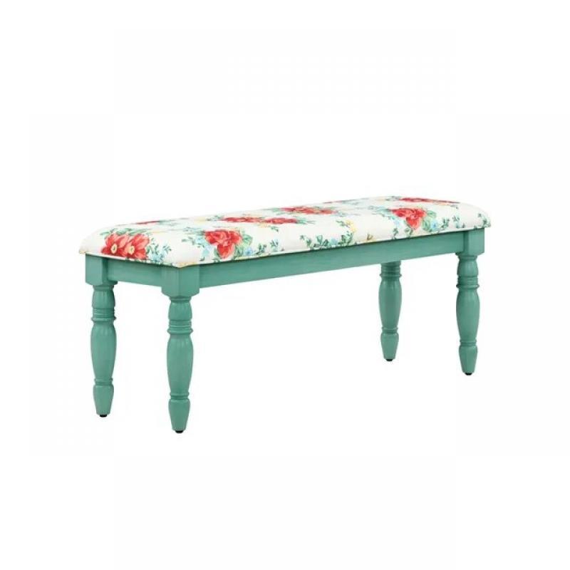Woman Vintage Floral Dining Bench Made with Solid Wood Frame Teal Chairs Living Room  Nordic Sofa  Lounge Living Room Chairs