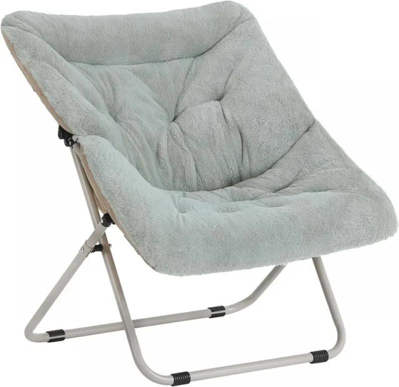 Soft Faux Fur Oversized Folding Accent Lazy Chair, Lounge Lazy Chair, Metal Frame Chair for Bedroom, Living Room, Dorm Rooms