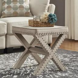 Dark Grey Dining Chair Chelsea Lane Upholstered Ottoman With Nailhead Trim Stools Stool Dining Room Chairs The Bedroom Furniture