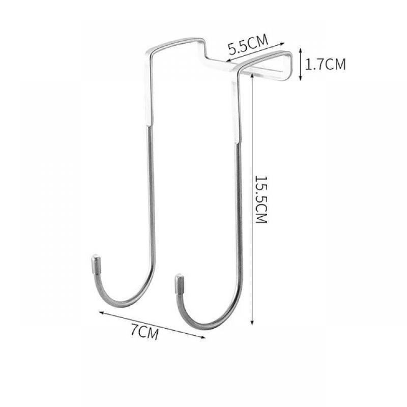 304 Stainless Steel Hook Free Punching Double S-Shape Hook Kitchen Bathroom Cabinet Door Back Type Coat Towel Storage Hanger