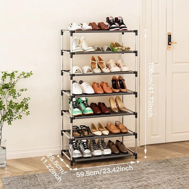 Stylish Shoe Rack Metal Simple Shoe Shelf Footwear Organizer Stand Holder Space-saving Black Shoe Shelf for Living Room