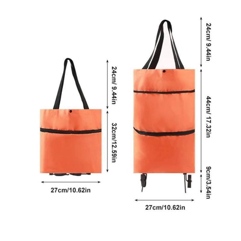 1 Pc Oxford Cloth Multifunctional Foldable Portable Shopping Cart With Wheel And Detachable Supermarket Travel Daily Storage Bag