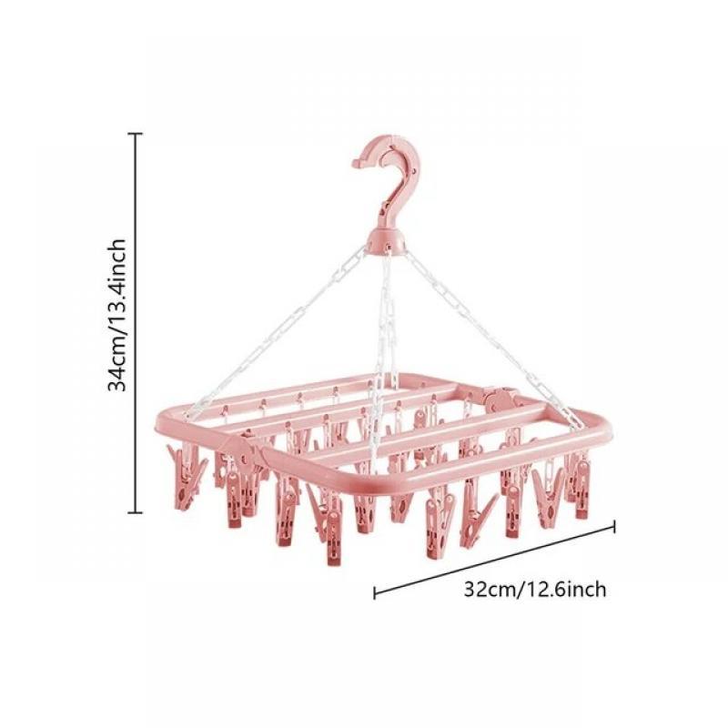 Clothes Drying Hanger with 32 Clips / 8 Clips Socks Underwear Drying Folding Laundry Hanging Rack