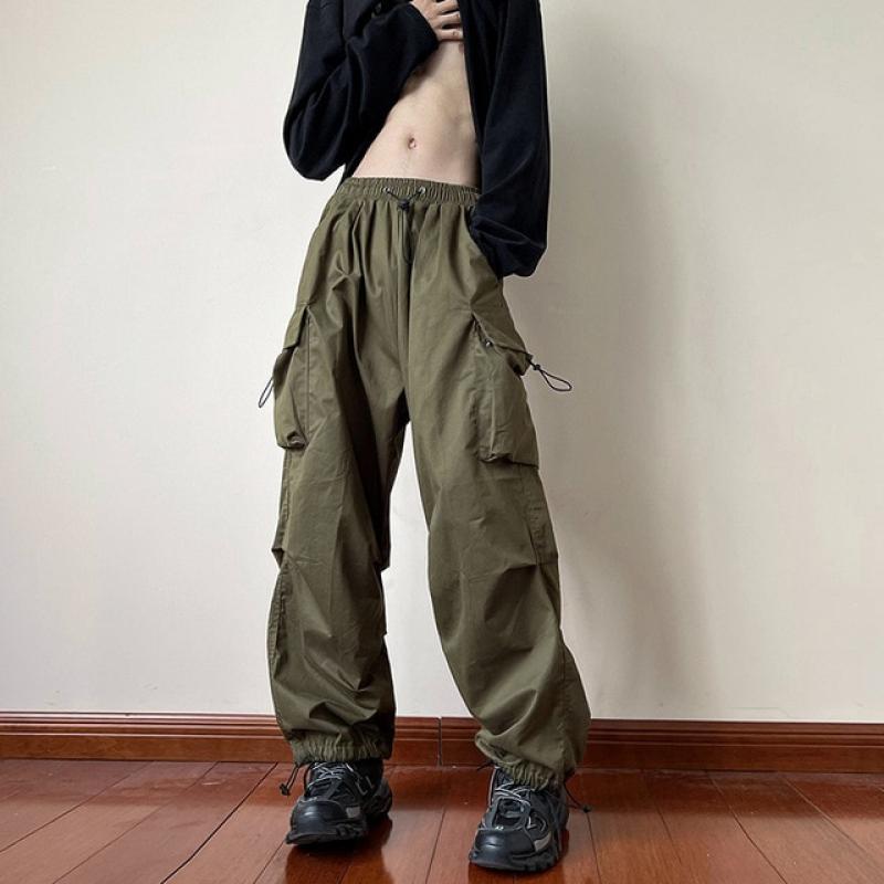 Women Y2K Cargo Pants Casual Baggy Straight with Big Pockets Joggers Trousers Female Vintage Wide Leg Sweatpants Streetwear