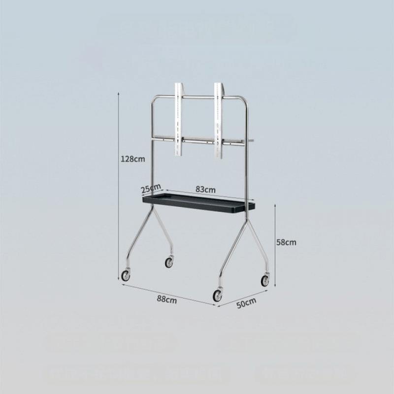 Stainless Steel TV Stand Home Small Household TV Bracket Movable Scandinavian Retro Floor Living Room Monitor TV Shelf