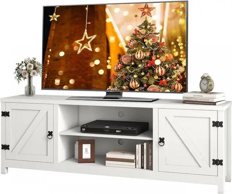 Entertainment Center With Storage and Open Shelves Living Room Furniture for Tv Stands Bedroom (White for 32