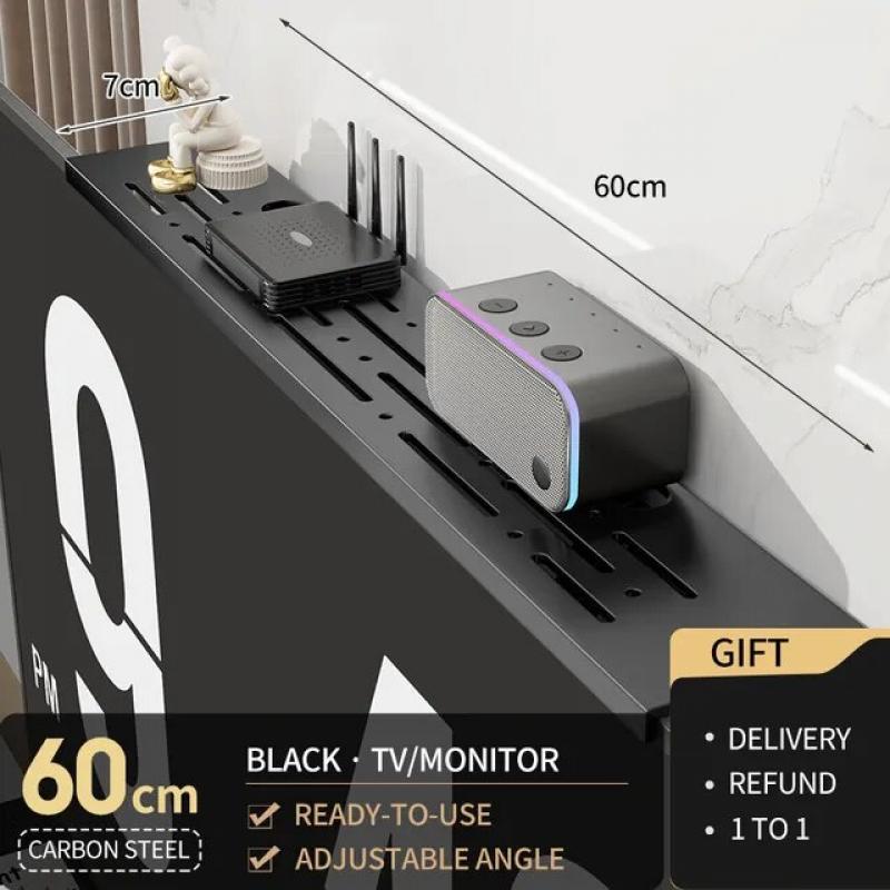 Adjustable Computer Monitor Rack TV Set-Top Box Holder Shelf Monitor Screen Bracket Router Remote ControlStorage Organizer Shelf
