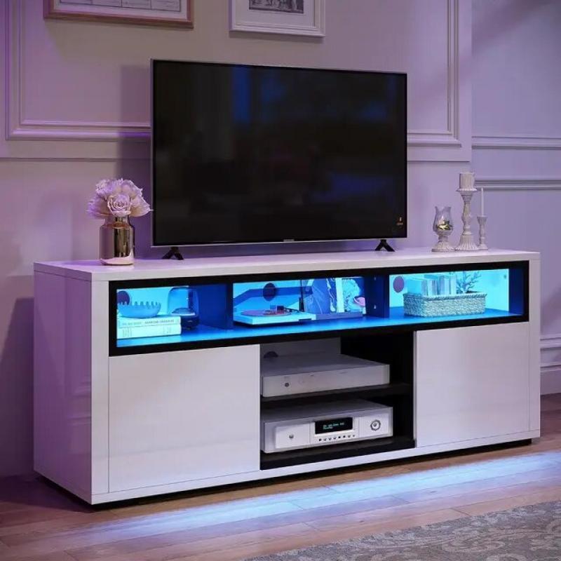 Modern LED TV Bracket ,Entertainment Center with Large Storage Drawers,High Gloss Front Wood TV Cabinet Media Console