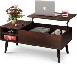 WLIVE Lift Top Coffee Table For Living Room,Small Coffee Table With Storage,Hidden Compartment And Adjustable Shelf,Mid Century
